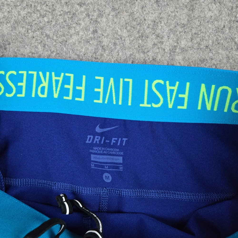 Nike Dri-FIT Running Leggings Womens Medium Blue Crop Capri Tight Activewear - Picture 4 of 11